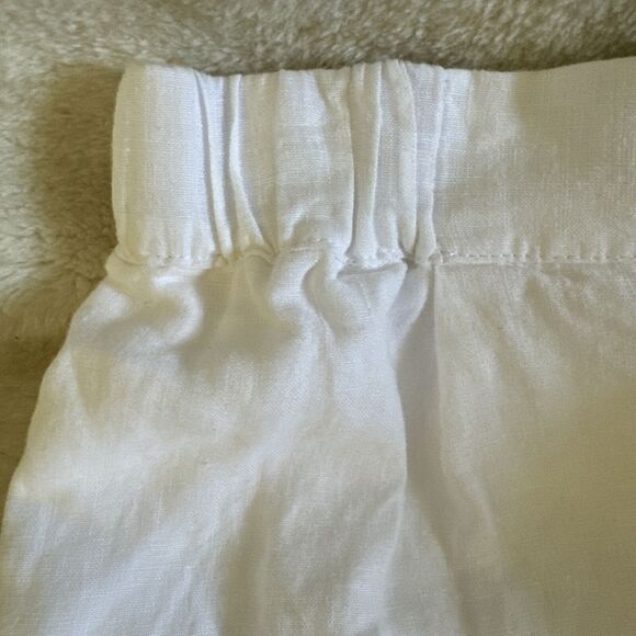 White Linen Short Women's Size S High Waist Pockets Size Small Flat Front - Picture 5 of 6